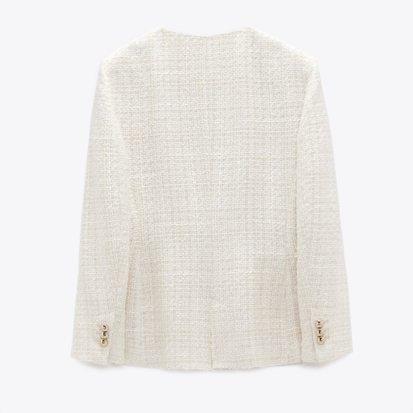 Zara Double Breasted Textured Weave Jacket NWT - Picture 7 of 16